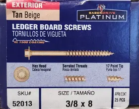 52013 MIDWEST FASTENER Ledger Board Screws