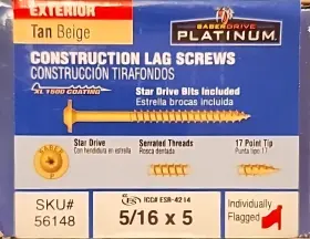 56148 MIDWEST FASTENER Construction Lag Screws Box