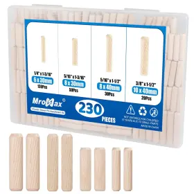 MRO250425C-0002-FBA MROMAX Wooden Dowel Pins Fluted Woodel Pe