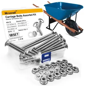 WB-001 MROSNAIL Wheelbarrow Carriage Bolts Nuts Steel Kit