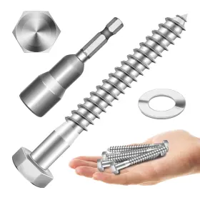 304-MZWLJMY-SILVER-5 MYWISH Hex Head Lag Bolts Screws