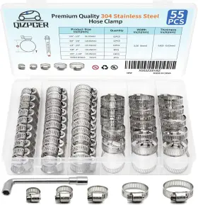 445027838862 QIZPCER Pack Steel Hose Clamps Worm Kit