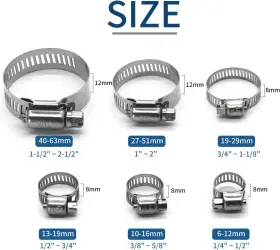 445041297294 QIZPCER Pack Steel Hose Clamps Worm Gear #2