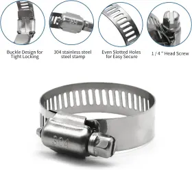 445041297294 QIZPCER Pack Steel Hose Clamps Worm Gear #3