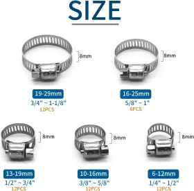 744110779479 QIZPCER Pack Steel Hose Clamps Worm Kit #2