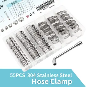 744110779479 QIZPCER Pack Steel Hose Clamps Worm Kit #3