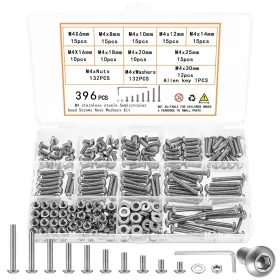MRSM-396-048 QOOSIKICC Screws Nuts Washers Set Kit