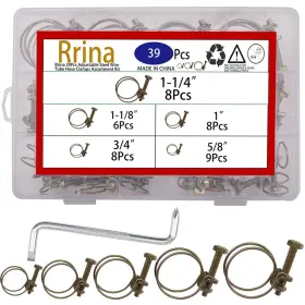 780669412016 RRINA Steel Double Wire Tube Hose Clamps Kit
