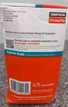 SD10212R500 SIMPSON STRONG-TIE Sd Structural Connector Screws #2