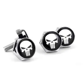 SOLS401SI-4PC SODCAY License Plate Screw Fasteners Skull Plat