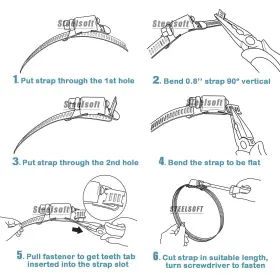 610452920803 STEELSOFT Steel Hose Clamps Set Strap Fasten Kit #2
