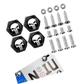 ZOSLS401BL-4PC STRENDIER Skull License Plate Screws Anti