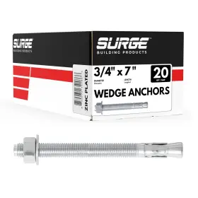 Surwaz SURGE BUILDING PRODUCTS Zinc Wedge Anchors Concrete