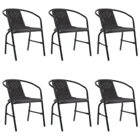 3107704 VIDAXL Rattan Dining Stack Chair Steel
