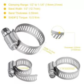884508556500 WINL Steel Hose Clamps Pack Worm Gear Drive Clam #3