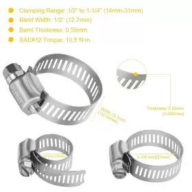 884508560422 WINLONG Steel Hose Clamps Pack Worm Gear Drive #3