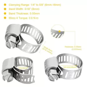 884508560460 WINLONG Steel Hose Clamps Worm Gear Drive #3