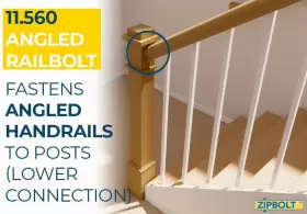 11.560 ZIPBOLT Angled Railbolt Staircase Handrail Newel Post #2
