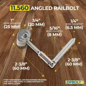 11.560 ZIPBOLT Angled Railbolt Staircase Handrail Newel Post #3