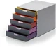 Durable Varicolor 5 Drawer Unit - Gray Desktop Drawer Set with 5 Color Coded ...