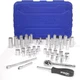 Premium 55-Piece 1/4" Socket Set with Quick-Release Ratchet & 90-Tooth Head