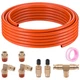 Taiidaues 1/4" DOT Air Line Kit for Spring Bag 25 FT-Red, Red, Gold, Pink 