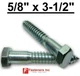 (Choose Qty) 5/8" x 3-1/2" Zinc Plated Hex Head Lag Bolt Screws A307