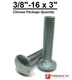 3/8-16 x 3" Carriage Bolts A307 Grade 2 Zinc Plated "Coach Screws" 3/8"-16