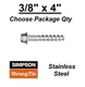 3/8" x 4" Stainless Steel THD374000H4SS Titen HD HeavyDuty Concrete Screw Anchor