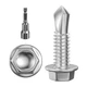 Wensilon (300Pcs) #8&times;3/4" Hex Washer Head Self Drilling Screws, 410 Stainle