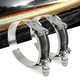 2X HPS 316 Marine SS T-Bolt Hose Clamp Fit Range 3.00"-3.31" (76-84mm), #68