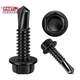 100Pcs 410 Stainless Steel #8X1 Self Drilling Screws for Metal Plates Black Hex