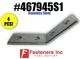 (467945S1) P2265 4-Hole 45� Stainless Steel Open Corner Angle 4 Unistrut (QTY 4)