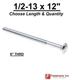 1/2-13 x 12" Carriage Bolts A307 Grade 2 Zinc Plated "Coach Screws" 1/2"-13
