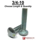 3/4-10 Carriage Bolts A307 Grade 2 Zinc Plated "Coach Screws"(All Lengths & Qtys
