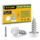 SVLING #8 x 1/2" Self Tapping Gutter #8x1/2(220PCS), Silver Shank White Head 