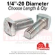 1/4" Square Head Bolts Grade A307 Zinc Clear (Choose Length & Qty)