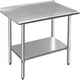 ROCKPOINT Stainless Steel Table for Prep & Work with Backsplash 36x24 Inches, NS