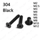 Black 304 Stainless Steel Hex Socket Countersunk Head Screws M2 M3 M4 M5 M6-M12