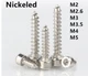 M2 M3 M4 M5 Nickeled Steel Allen Hex Socket Cap Head Sheet Metal Screws