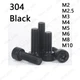 Black 304 Stainless Steel Hex Socket Bolts Cap Head Screws M2 M3 M4 M5 M6 M8 M10