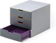 Durable Varicolor 4 Drawer Unit - Gray Desktop 4 Drawer, Multicolor 