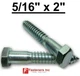 (Choose Qty) 5/16" x 2" Zinc Plated Hex Head Lag Bolt Screws A307