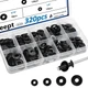 Seept 320PCS Black Pop Rivet washers Assortment kit 1/8"+5/32"+3/16", 