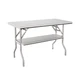 HARDURA Folding Stainless Steel Table 24X48 Inches with Adjustable Undershelf...