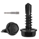 VGBUY 320Pcs #6 x 1/2" Self Drilling x 1/2 inch, Black Hex Washer Head 