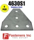 (4630S1) P1726 5-Hole Flat "T" Stainless Steel Splice Plate for Unistrut (QTY 4)