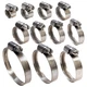 CHUN YUNG DA 11-Piece Embossed Worm Gear Hose Clamps Assortment Kit, Silver