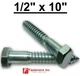 (Choose Qty) 1/2" x 10" Zinc Plated Hex Head Lag Bolt Screws A307
