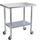 ROCKPOINT Stainless Steel Table for Prep & Work with Caster 36x24 Inches, NSF Me
